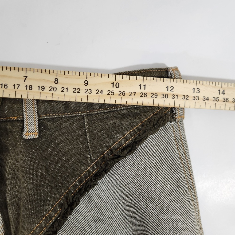 Rare Angel Blue Y2K Patchwork Denim‎ Maxi Skirt Raw Hem Japanese Harajuku 24 XS - Picture 8 of 16